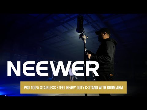 Neewer 100% Stainless Steel C-Stand (2-Pack), Pro Heavy-Duty Photography  Light Stand with 4.2ft/1.28m Extension Arm, Grip Head, Turtle Base for